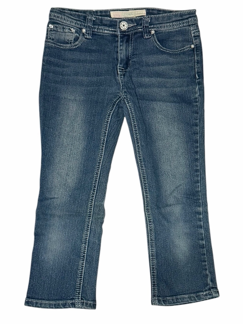Free Planet Girls Size 10 Y2K Sequin Flap Pocket Capri Jeans